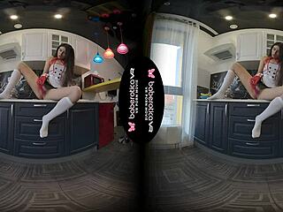 i watch angel kriss masturbate with toys in the kitchen in vr