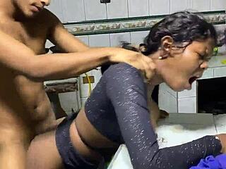 I went to the kitchen without panties and gave my ass and pussy to stepbrother Jaison