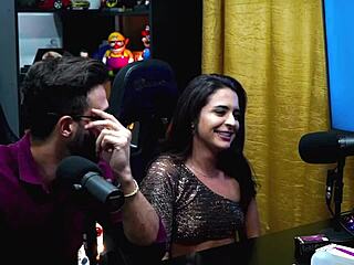 Girlfriend gives intense handjob on podcast