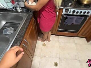 my blonde stepmom and i were chattin' in the kitchen, and we ended up fuckin'