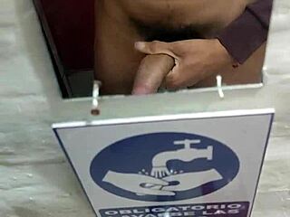 young skinny guy with a nice cock jerks off in a dirty restaurant bathroom. it's so risky but hot!