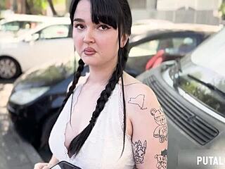 Spanish Brunette with Big Tits Swallows Boyfriend’s Load!