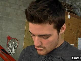 Sexy gay mechanic takes a hard pounding in the garage today