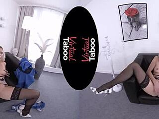 Blonde Colleague's Shaved Pussy Teased in Virtual Office Taboo