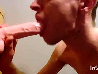 Gay Twink Joe Nuts Blows His New Dildo: 'How Deep Can I Go?'