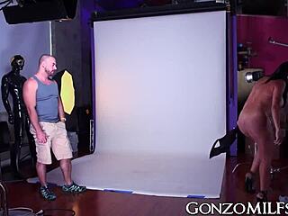 This stunning milf with big tits got bent over for a rough doggy style pounding. She took it hard!