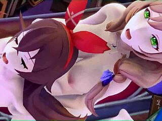 Lisa Pounds Amber in Futa Genshin Impact Anal Scene