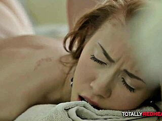 ginger gets horny while getting a rub down oiled massage fucking pussy redhead blowjob