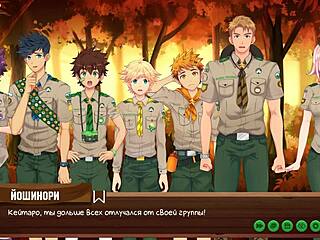 game friends hiking in forest with russian voices
