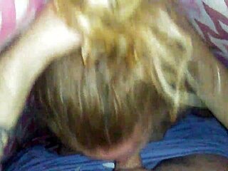 Petite blonde intensely sucks cock for cum in mouth