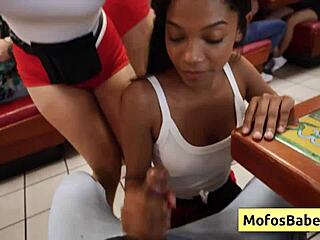 Two Sexy Big-Tit Waitresses Share a Massive Cock in Public Diner Scene