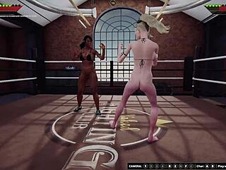 Dela battles Bree in naked 3D fighter wrestling match