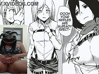 Watching shingeki no kyojin premiere with big ass latina hentai solo