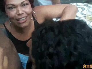 lucky dude gets triple blowjob from grazy, nana, and chubby at party!