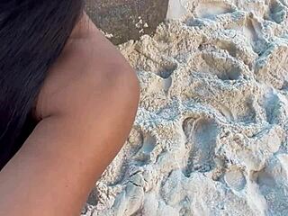 morena flaunts pierced pussy on beach with pride