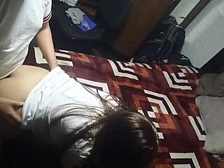 Wild After-School Chaos with Mexican Student in Uniform. Recording Hot Action for Homework Help!