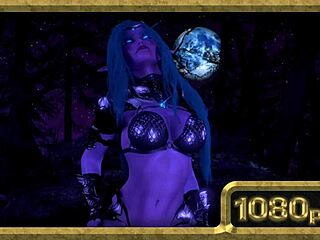 tyrande the night elf dances beautifully in the moonlight