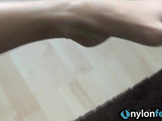 Brunette Stuns in Tan Pantyhose and Heels