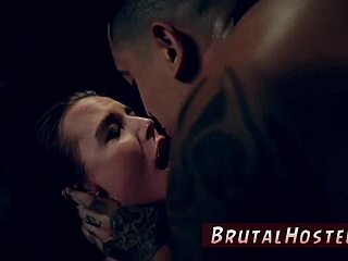 Brunette teen bound in public bathroom with Aidra Fox and Kharlie Stone