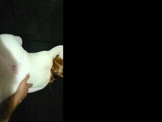 Petite redheaded girl rides with her shaved pussy and big ass