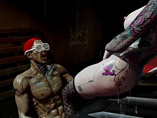 Cyber Whore Rides Hard Cock While Pissing