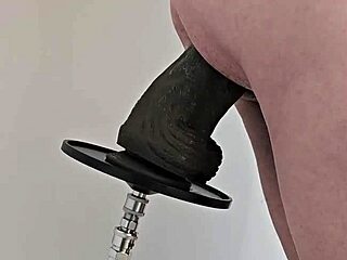 Feeling Intense Pleasure With Monster Black Dildo In Anal Assfucking On The Fucking Machine.