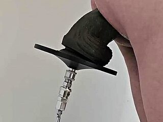 Feeling Intense Pleasure With Monster Black Dildo In Anal Assfucking On The Fucking Machine.
