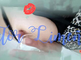 A gift for love day with oiled peruvian tits nipples and dildo in bath