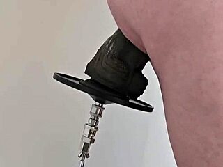 Feeling Intense Pleasure With Monster Black Dildo In Anal Assfucking On The Fucking Machine.