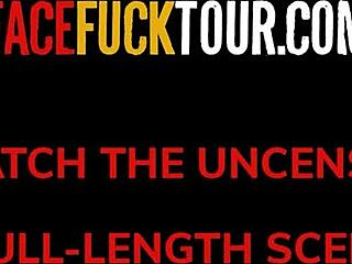 skinny latina redhead gets throat fucked sloppy with cum play