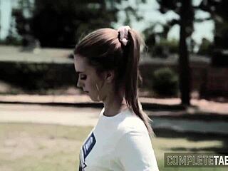 Fetish voyeuristic teen 18+ in uniform gets extreme cumshot