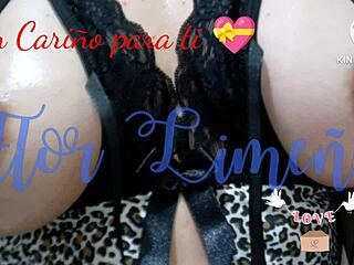 A gift for love day with oiled peruvian tits nipples and dildo in bath