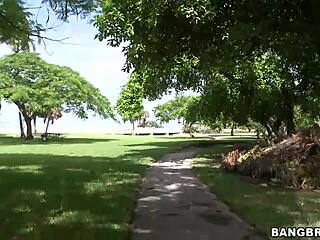 A latina amateur flaunts her big tits in public outdoor settings.