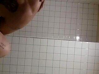 moon bent over for anal in public bathroom stall