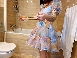 Cute Inked Babe Teases with Dry Ass Play Quickie