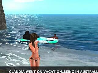 Saucy Aussie Beach with Big Black Cock Monster