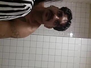 moon bent over for anal in public bathroom stall