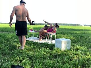 Backstage Fucking with Skinny Blonde Teen in Raw Nature Setting