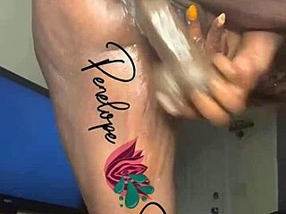 Ebony solo masturbation leads to intense squirting.