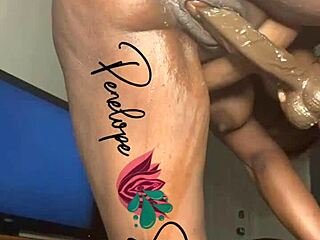 Ebony solo masturbation leads to intense squirting.