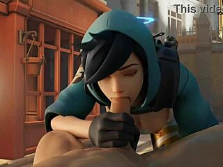 tracer giving a footjob in this 3d porn, so hot!