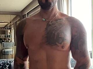 i'm viktor rom, tattooed muscle guy dancing naked before stroking my big black cock