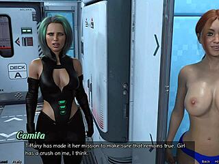 Red-haired step sister showers in space game!