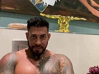 i'm viktor rom, tattooed muscle guy dancing naked before stroking my big black cock