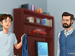 Manager's daughter at work desk in Summertime Saga