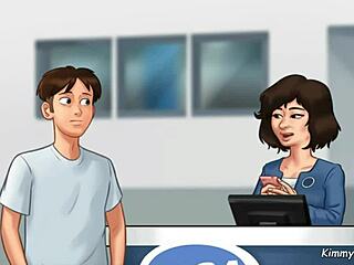 Manager's daughter at work desk in Summertime Saga