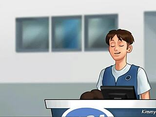 Manager's daughter at work desk in Summertime Saga