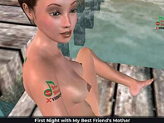 Animated 3D Cartoon of Cute Girl Masturbating with Fingers and Banana on Beach