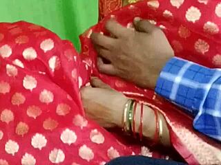 sexy indian bhabi in red saree moans during hard fucking 😍