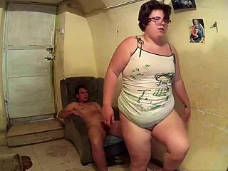 Why does this nasty fat chick suck me with food in her mouth?